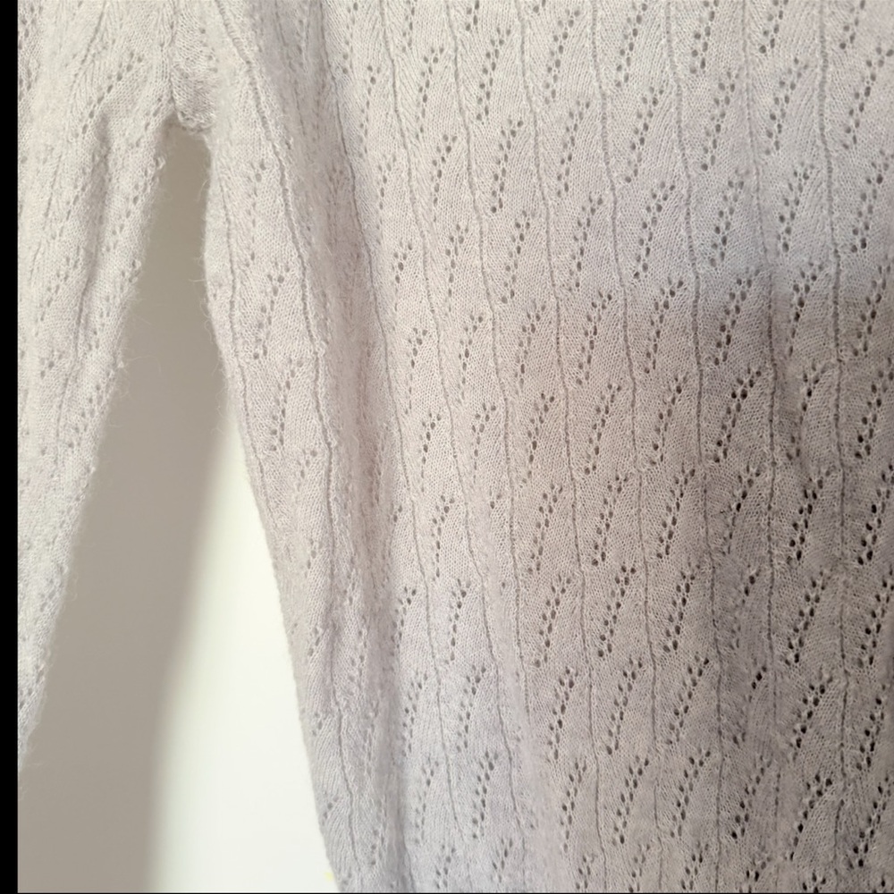 Zara Knit Wool Light Gray Ruffled Sweater - Picture 3 of 9